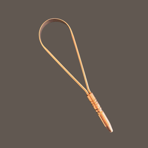 Premium Copper Tongue Cleaner with Single Handle - Professional Ayurvedic Tongue Scraper