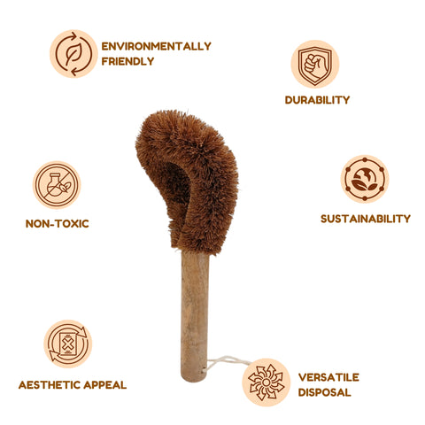 Natural Coir Dish Pan Brush | Coconut Fiber Kitchen Scrubber