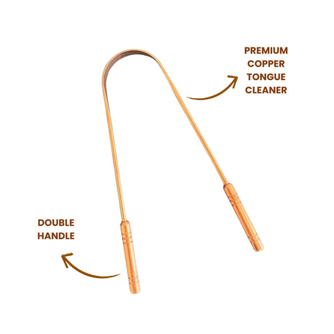Premium Copper Tongue Cleaner with Double Handle - Ayurvedic Oral Hygiene Tool - Pack of 2