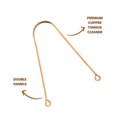 Copper Tongue Cleaner with Double Handle - Pure Metal Tongue Scraper - Pack of 2