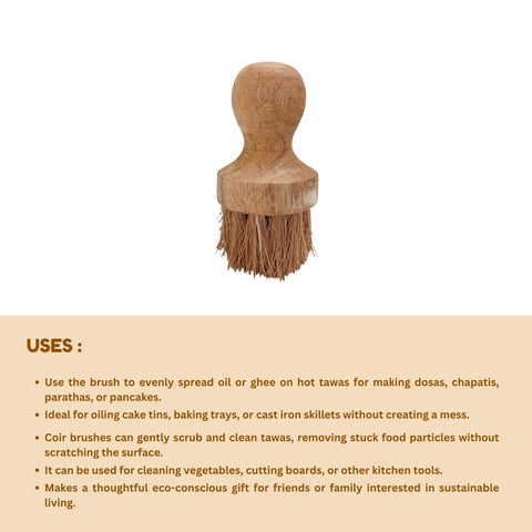 Premium Coconut Coir Tawa Oil Brush | For Natural Cooking & Baking