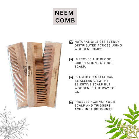 Premium Neem Wood Hair Comb | Natural Anti-Dandruff Hair Care Comb